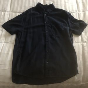 Short sleeve navy blue button up